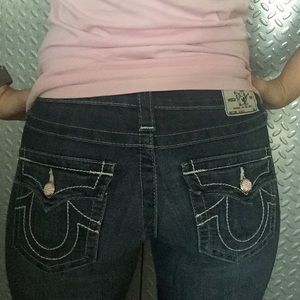 True Religion Med. Wash Pink Stitch/Crystals 26