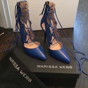 New size 38 Marissa Webb lace up blue heels
