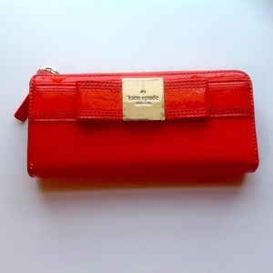 Red patten leather Kate spade wallet