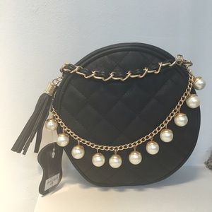 Black and pearl crossbody bag