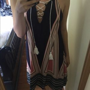 Tribal boho geometric loose flowy summer dress