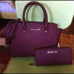 Michael Kors Merlot Medium Selma Satchel & Wallet