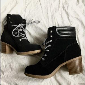 Black Suede/ Lace Up/ Healed Boots