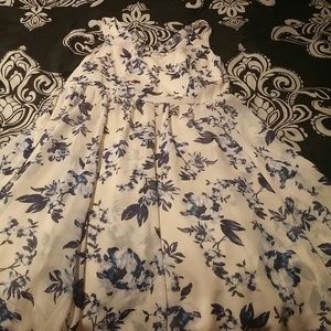 Cream and blue floral print dress.NWOT