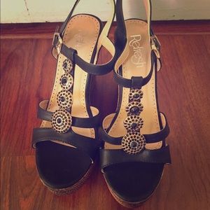 Never worn Brand new black boho wedge sandals