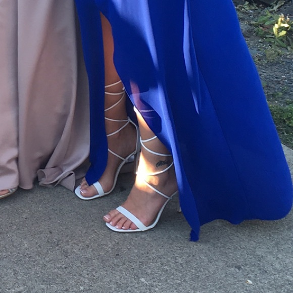 Missguided Lace Up White Croc Heels - Picture 2 of 4