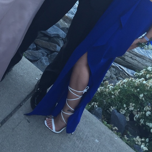 Missguided Lace Up White Croc Heels - Picture 3 of 4