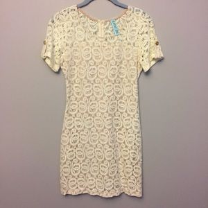 Size small cream lace body con dress