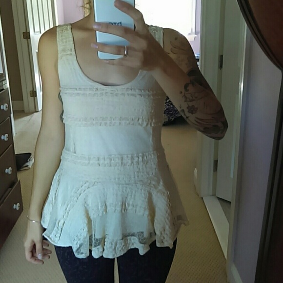 Free people Lace baby doll swoop back tank top