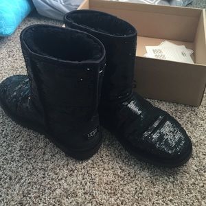 Black sequin ugg boots
