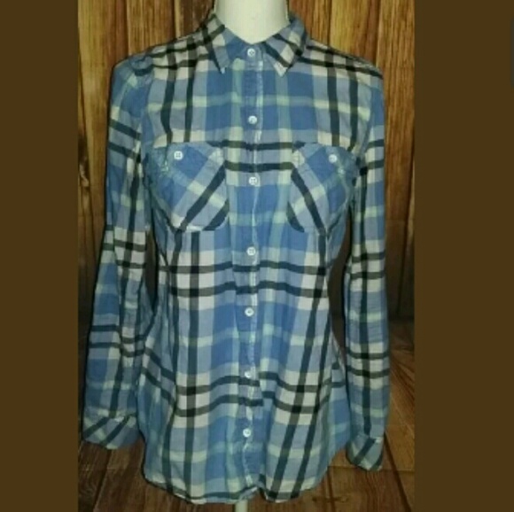 Medium Casual & Classic Blue Button Down Flannel