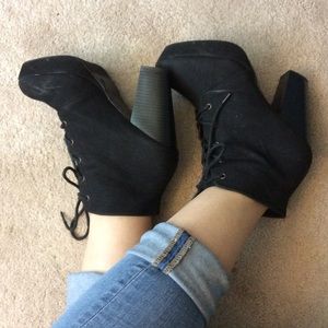Black chunky booties