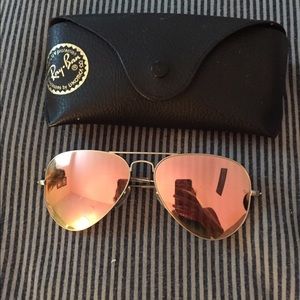 Ray ban silver aviators w/ pink copper lens flash