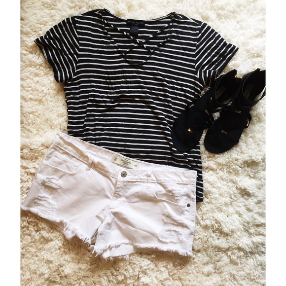 White Distressed A&F Shorts