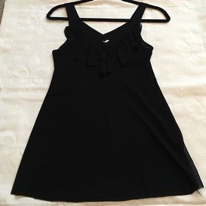 Black tank with ruffle detail