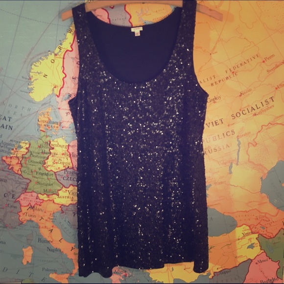 JCrew black sequin tank