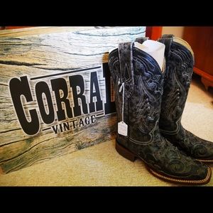 Corral Boots. Black Snake Inlay