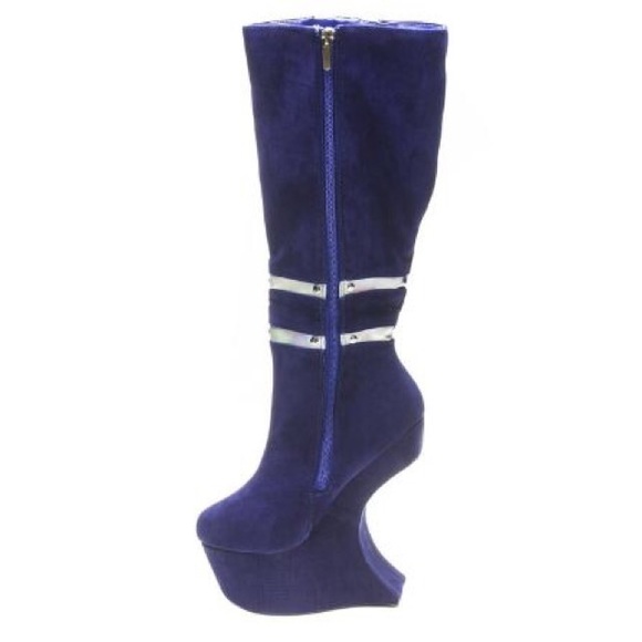 Cross Knee-High Platform High Heel Wedge Boots - Picture 4 of 4