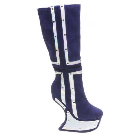 Cross Knee-High Platform High Heel Wedge Boots - Picture 3 of 4