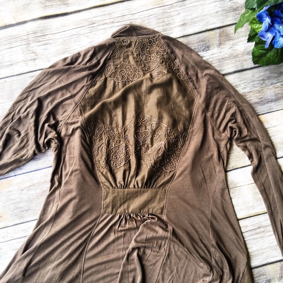 Anthropologie Sweaters - Tiny for Anthropologie Embroidered Brown Cardigan