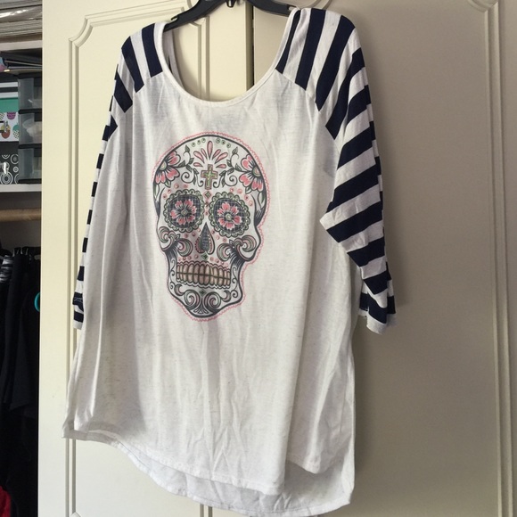 Lane Bryant colorful auger skull top
