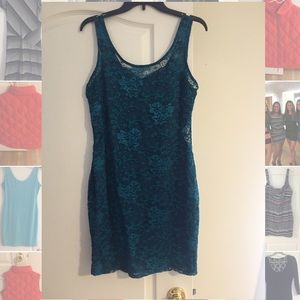 Dark teal mini dress