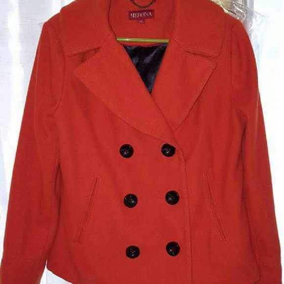 Burnt orange peacoat