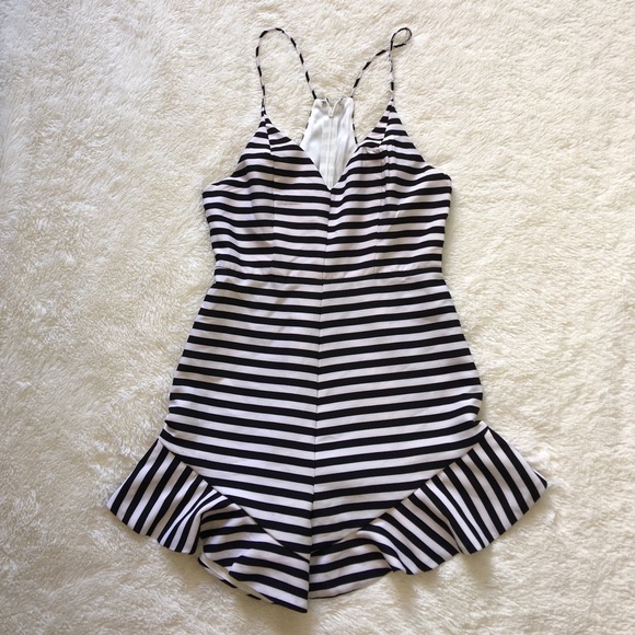 Black and White Striped Romper
