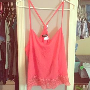 H&M peach and lace crop top