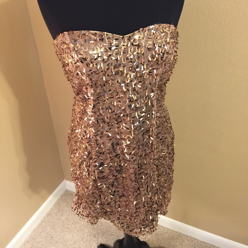 Gold sequin mini dress