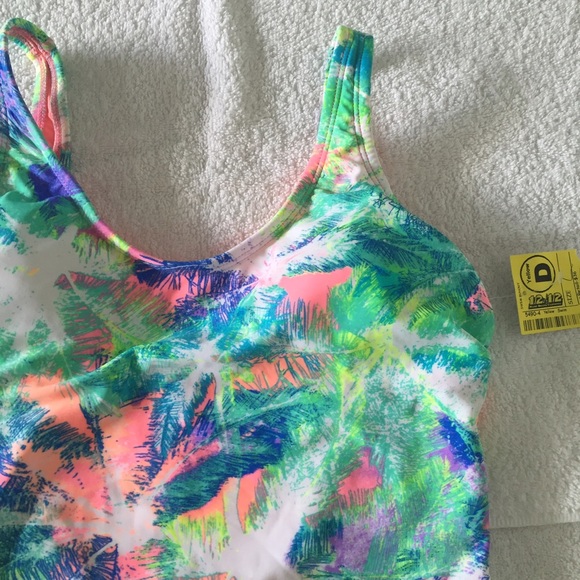 Xhilaration Bright Tropical Print 1 Piece Swimsuit - Picture 2 of 5