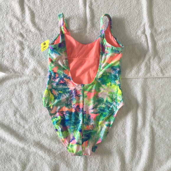 Xhilaration Bright Tropical Print 1 Piece Swimsuit - Picture 3 of 5