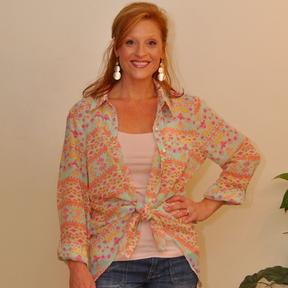 💘Neon Button Up Shirt💘