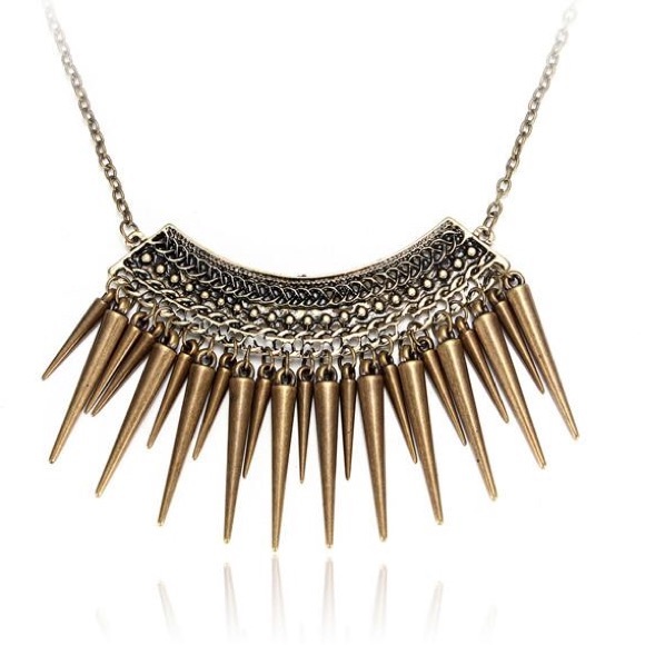 Spike Statement Necklace Earrings Bib Punk Gypsy - Picture 3 of 4