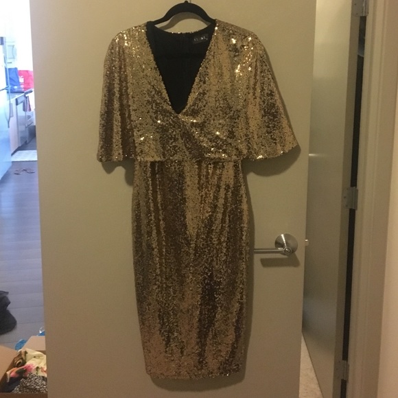 Gold sequined evening gown
