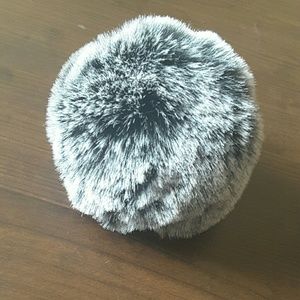 Puff ball Keychain nwot gray and white