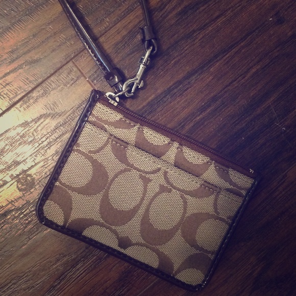 Coach Signature Mini ID Skinny Brown Wallet