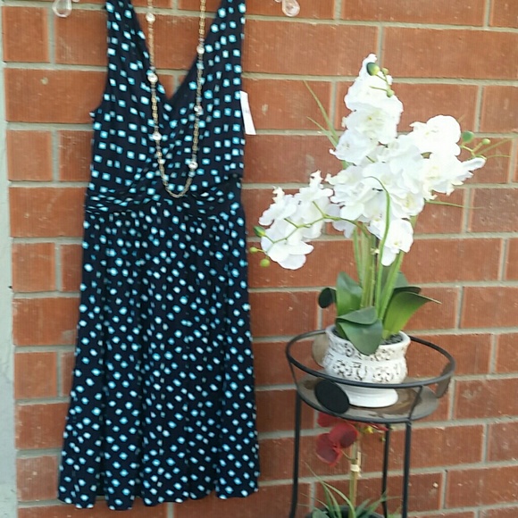 Navy blue dress with pattern