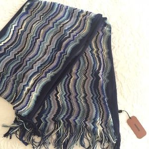 Missoni blue knit scarf