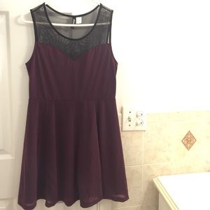 Black/Maroon Sheer Party Dress
