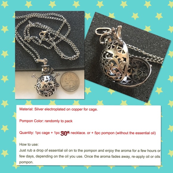 Snowman s-locket essential oil diffuser necklace - Picture 2 of 2