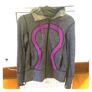 lululemon Stride zip up hoodie in gray & purple