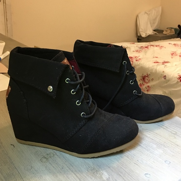 Black wedge booties