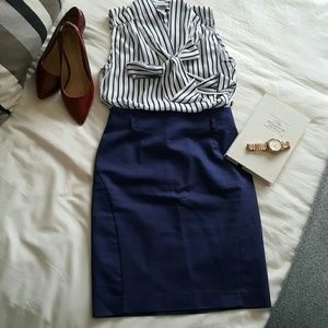 Navy blue pencil skirt