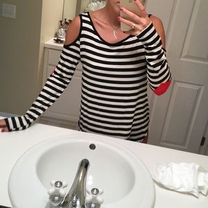NEVER WORN striped long sleeve tee with cut outs
