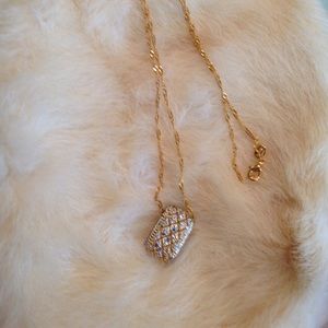 18K gold, genuine diamond necklace