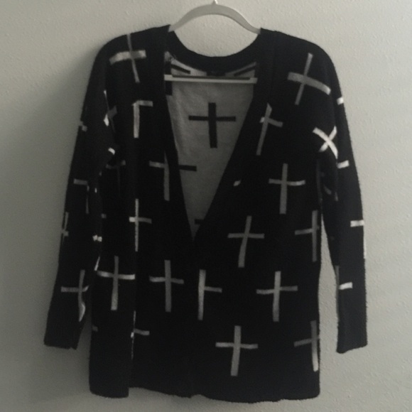 Black and white knit cardigan