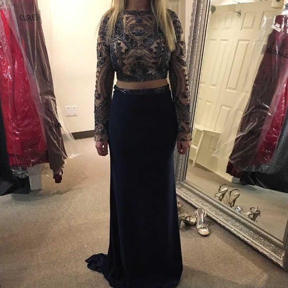 Sherri Hill ,navy blue, two piece dress.
