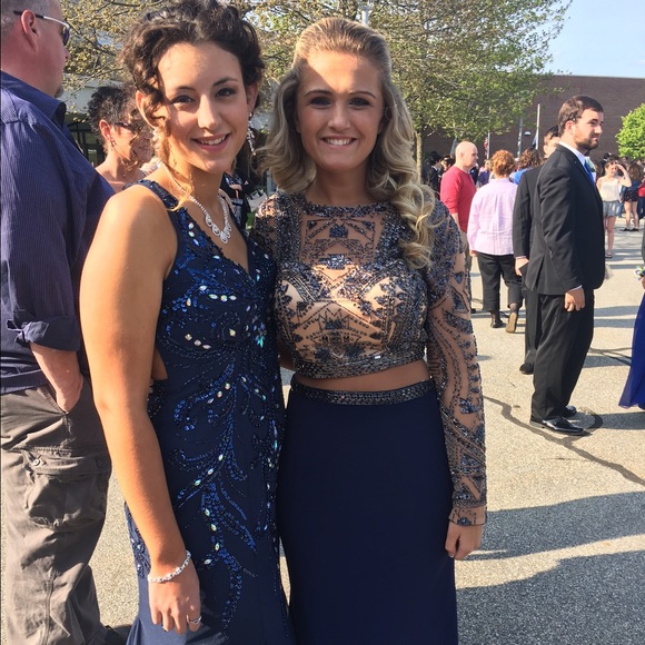 Sherri Hill ,navy blue, two piece dress.