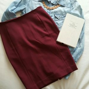 Burgundy pencil skirt